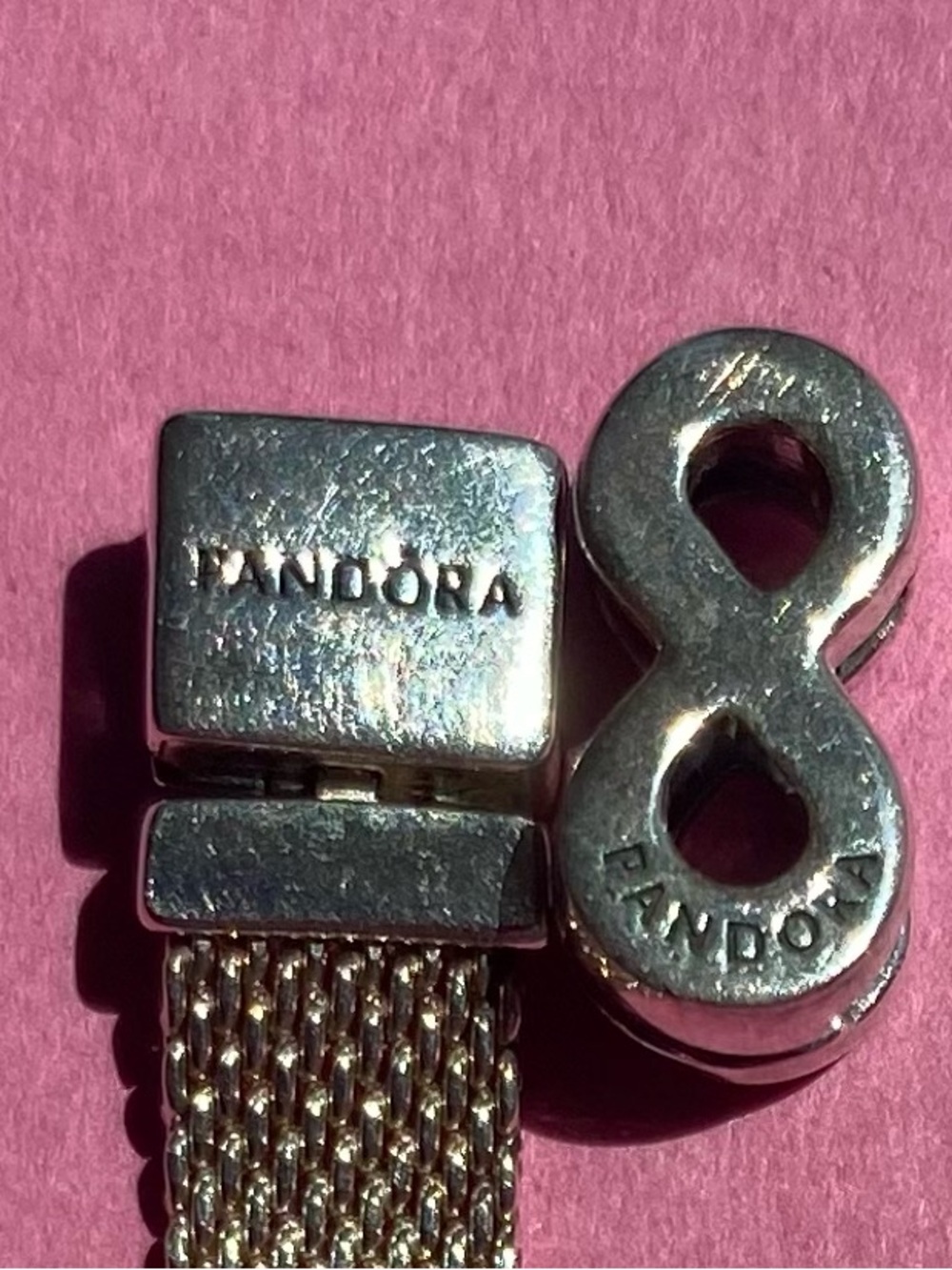 Pandora Reflection Mesh Bracelet Sterling Silver with Infinity Clip Charm - Picture 3 of 6
